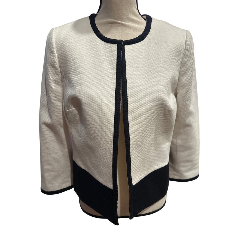 ⭐️ Women’s Talbots 3/4 Sleeve White / Black Jacket Size 6 Spring Summer Office